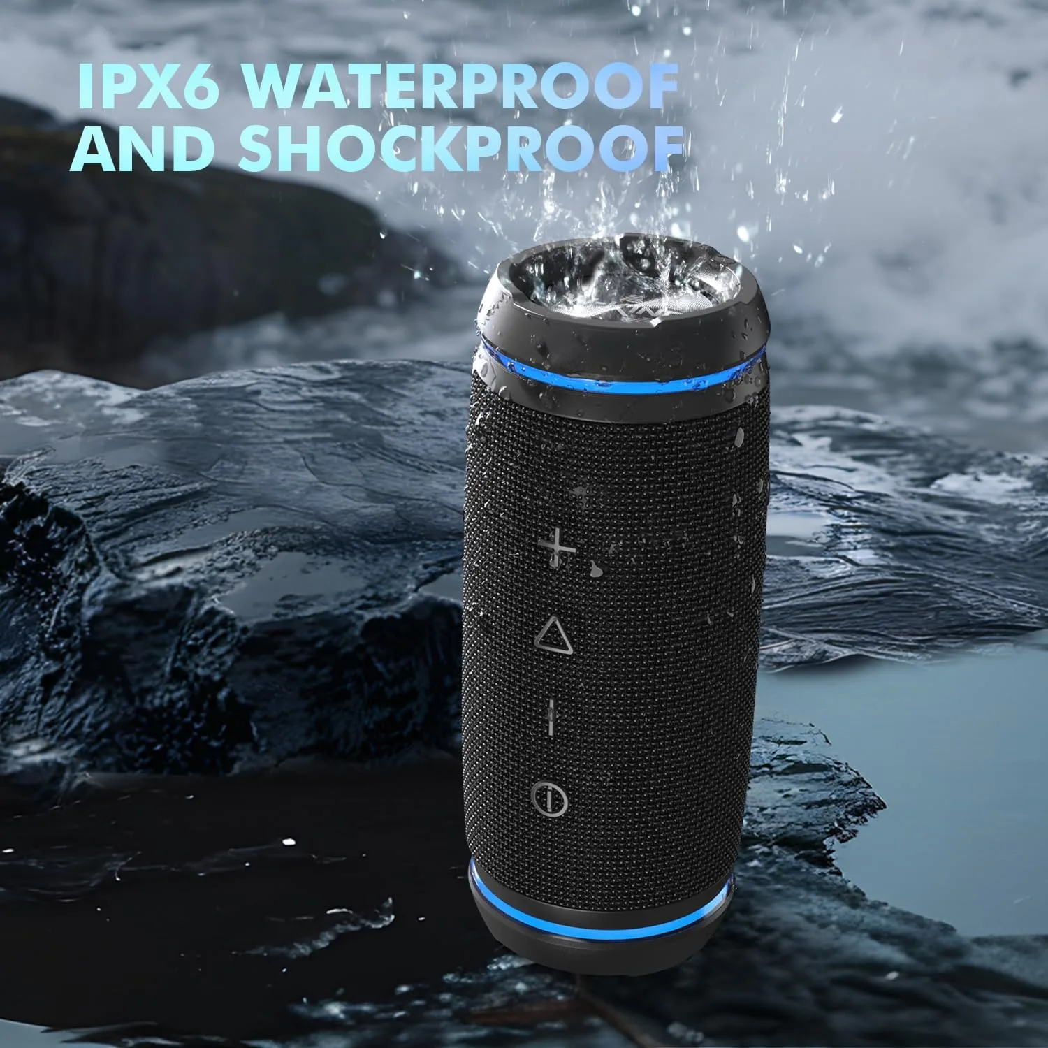 W-KING BT226 speaker being used outdoors on a patio table during the day