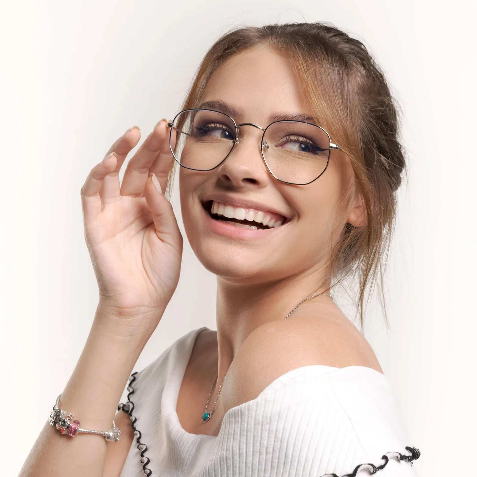 Fozoco blue light glasses Monaco model in a silver frame