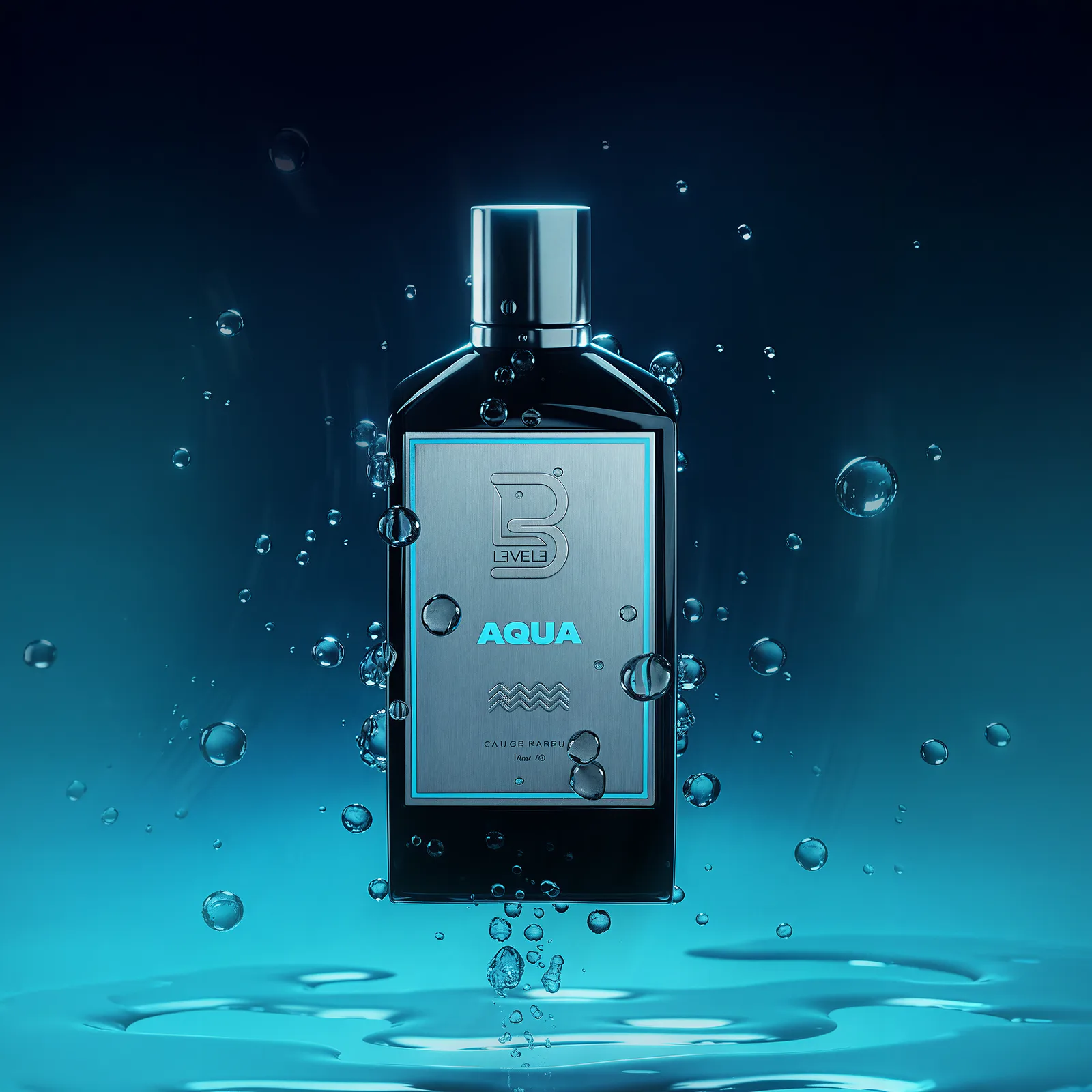 L3VEL3 Aqua eau de parfum bottle, fresh scent of the 4-pack