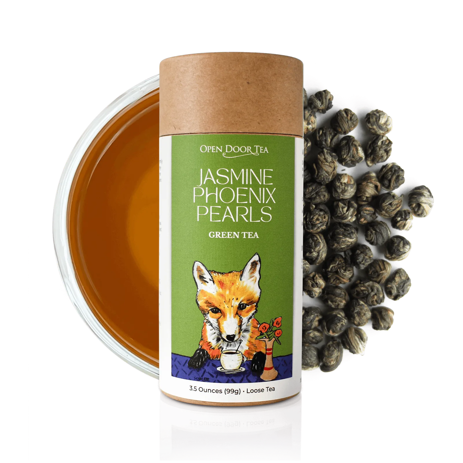 Open Door Tea Jasmine Phoenix Pearls hand-rolled green tea