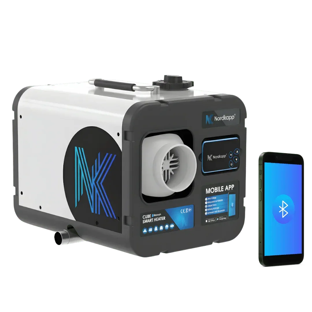 Nordkapp Cube heater in portable suitcase-style housing
