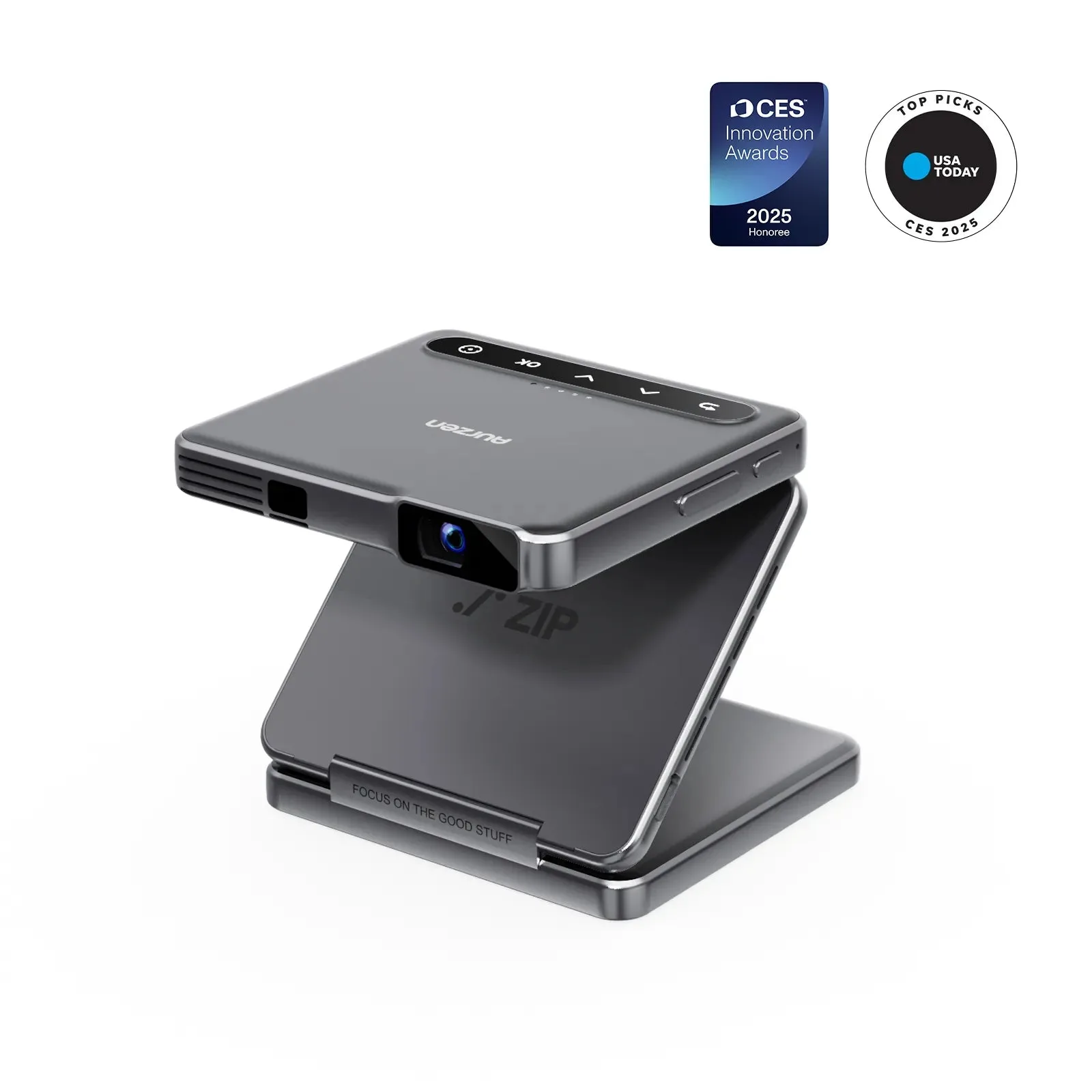 Aurzen ZIP Tri-Fold projector, folded pocket-sized state