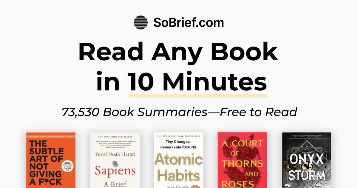 SoBrief official app screenshot showing the book summary library interface