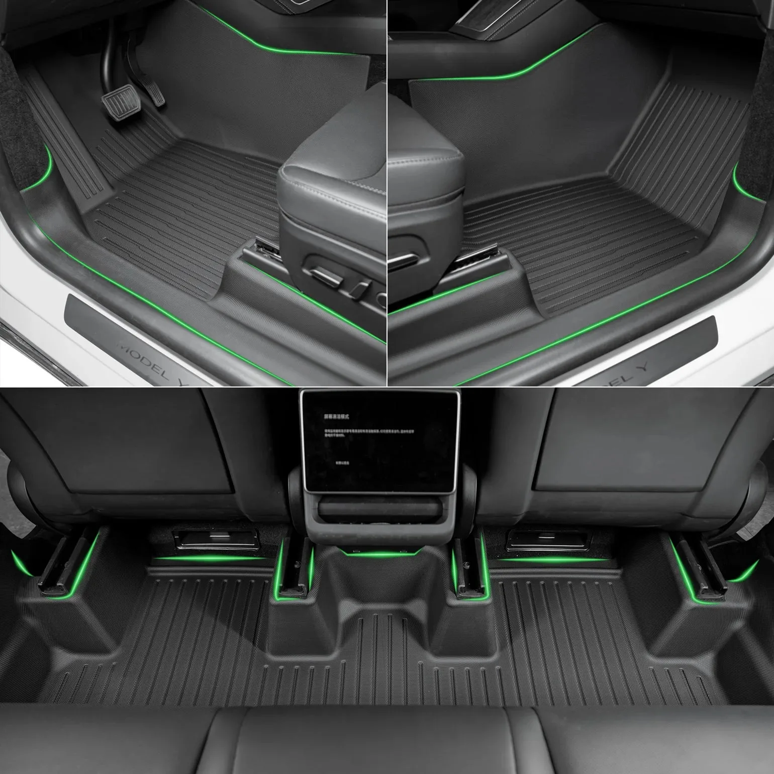 SUPER LINER CabinProtect TPE liner pieces for a Tesla cabin