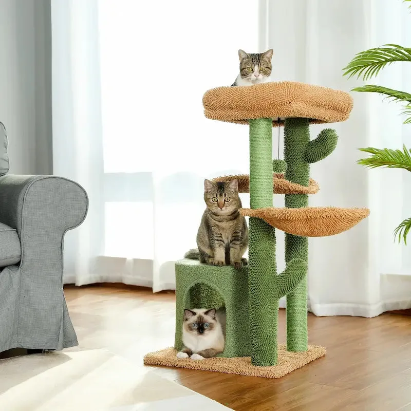 close-up of sisal rope wrapped post on a Griffe d'Amour sculptural cactus cat tree