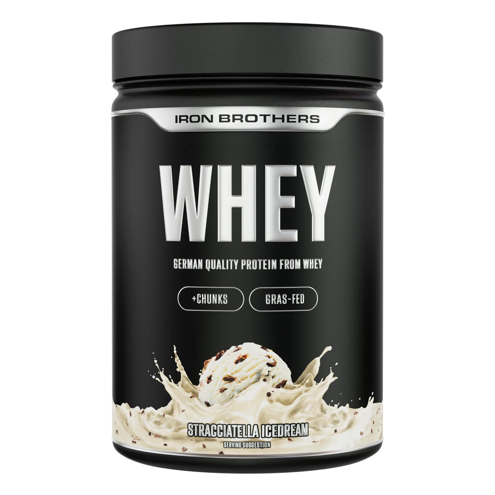 Iron Brothers Whey Protein tub packaging