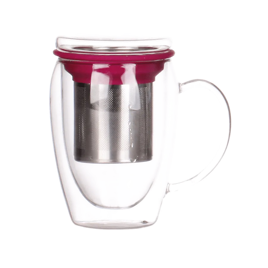 Open Door Tea Genesis Glass double-wall mug used for steeping loose-leaf tea
