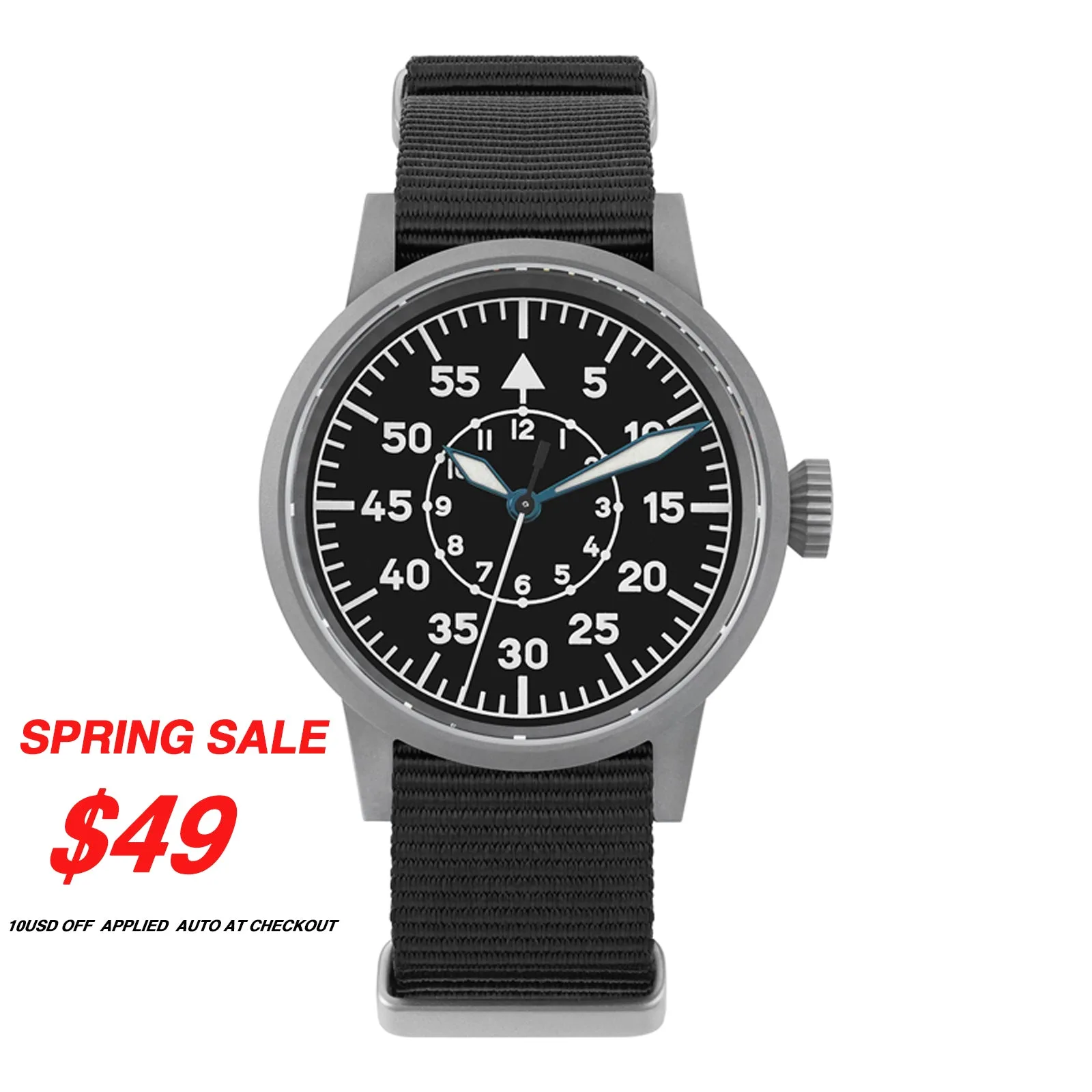 Militado ML10 V2 pilot watch with Flieger dial and sapphire crystal