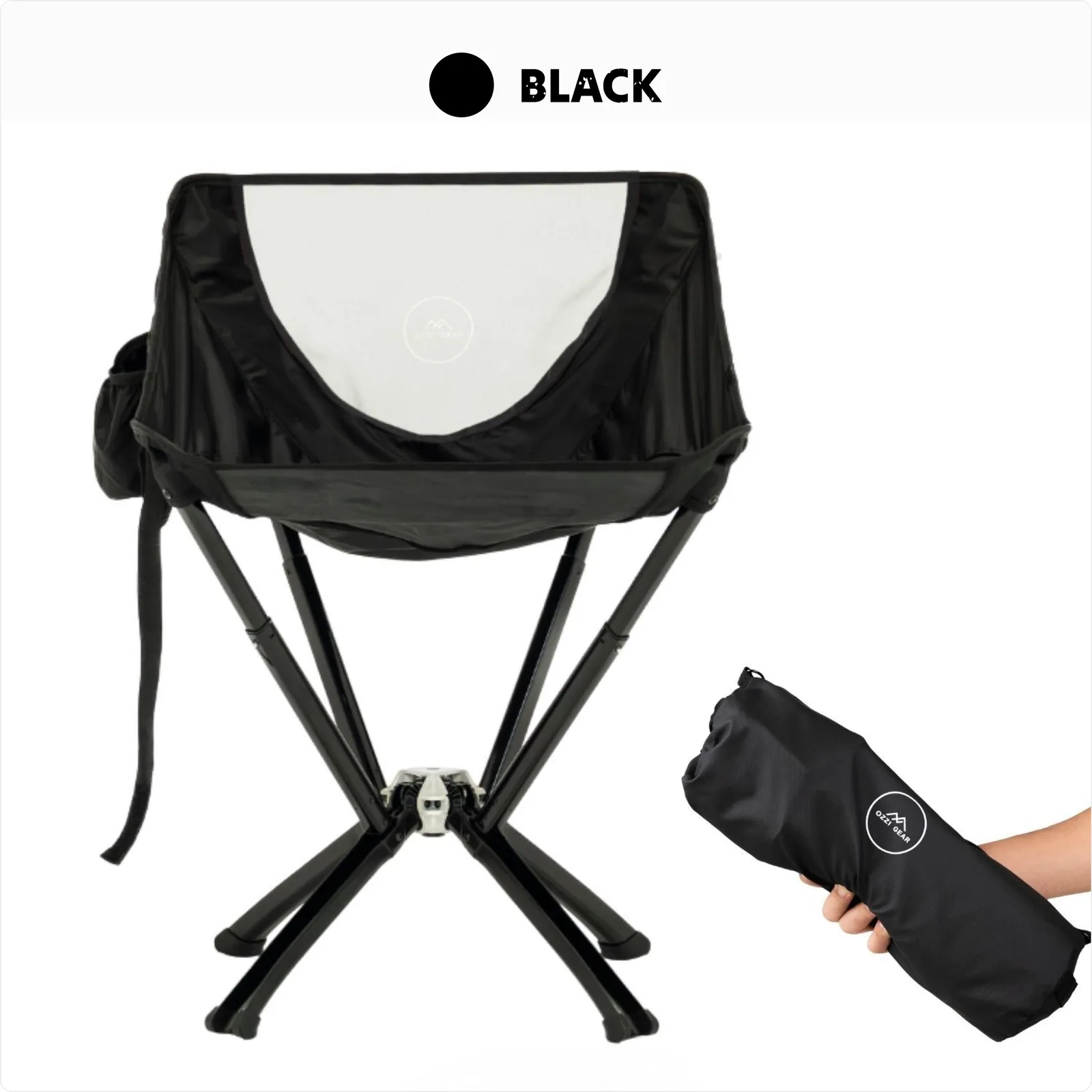 Ozzi Gear Outdoor Chair set up outdoors during a camping trip