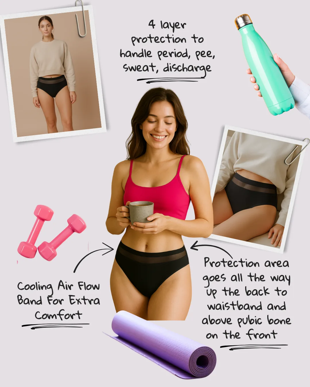 Close-up of the Flowette Active Fit waistband and fabric