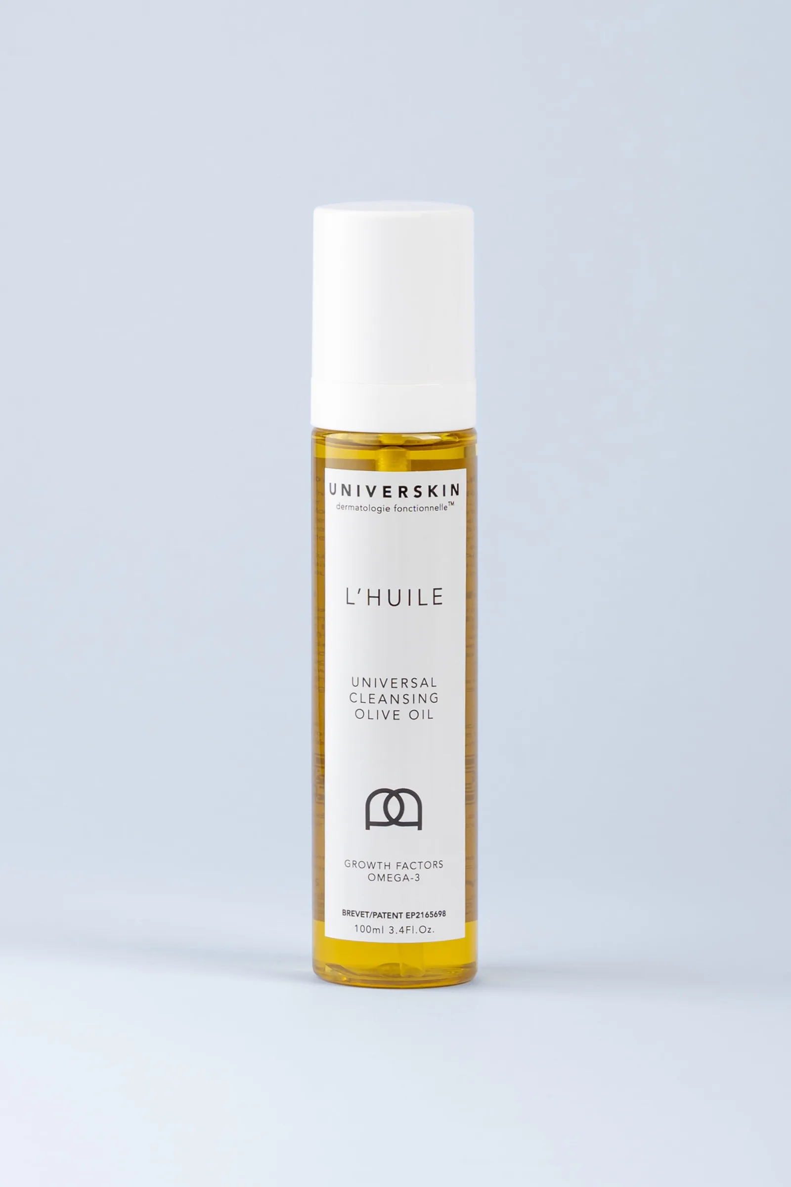 Universkin cleansing olive oil bottle, part of the personalized skincare routine
