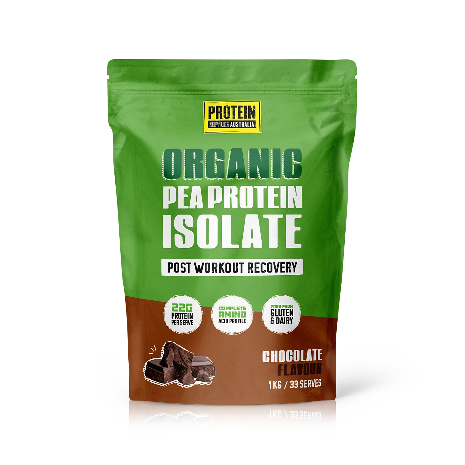 Protein Supplies Australia Organic Pea Protein Chocolate 1kg pouch