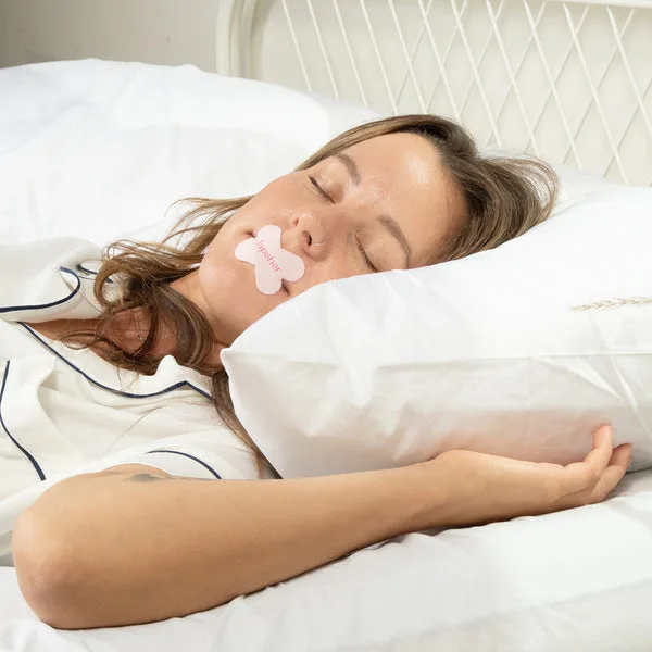 TapeHer mouth tape before and after use — X-shape design on woman