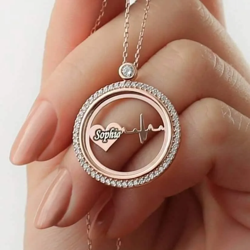 Pendantify heartbeat necklace with custom name engraving