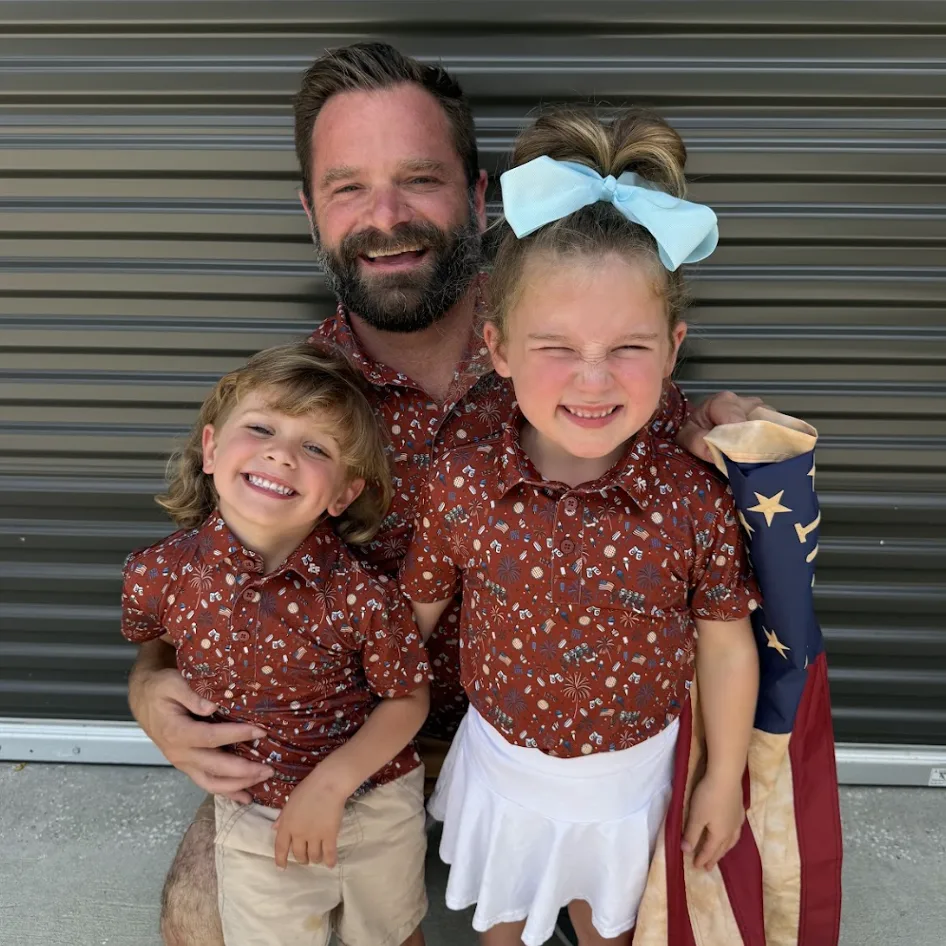 Fore Fathers Land of The Free red patriotic Daddy and Me polo set