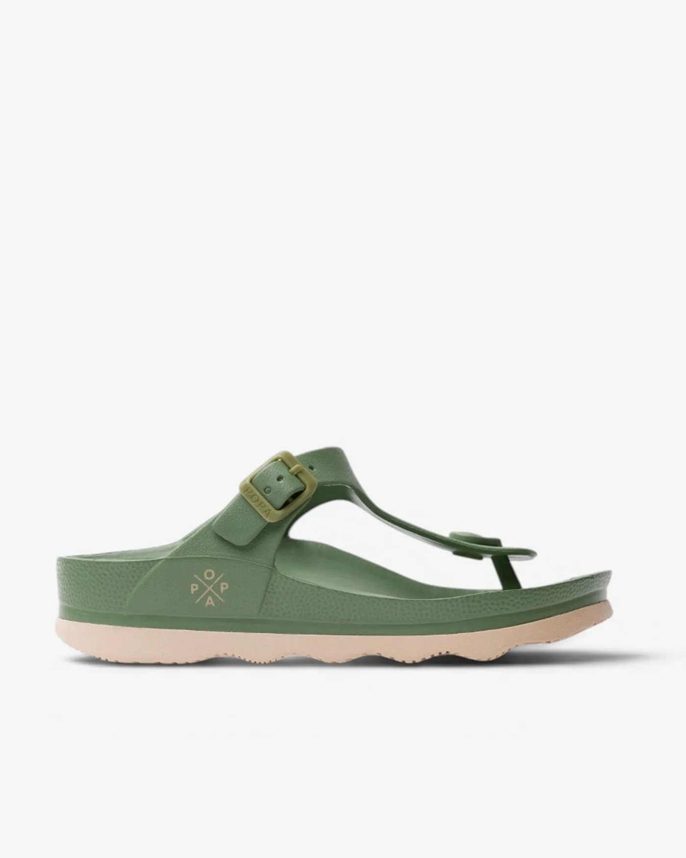Chanclas de agua POPA Aqua Praia en color caqui con estructura ventilada para drenaje