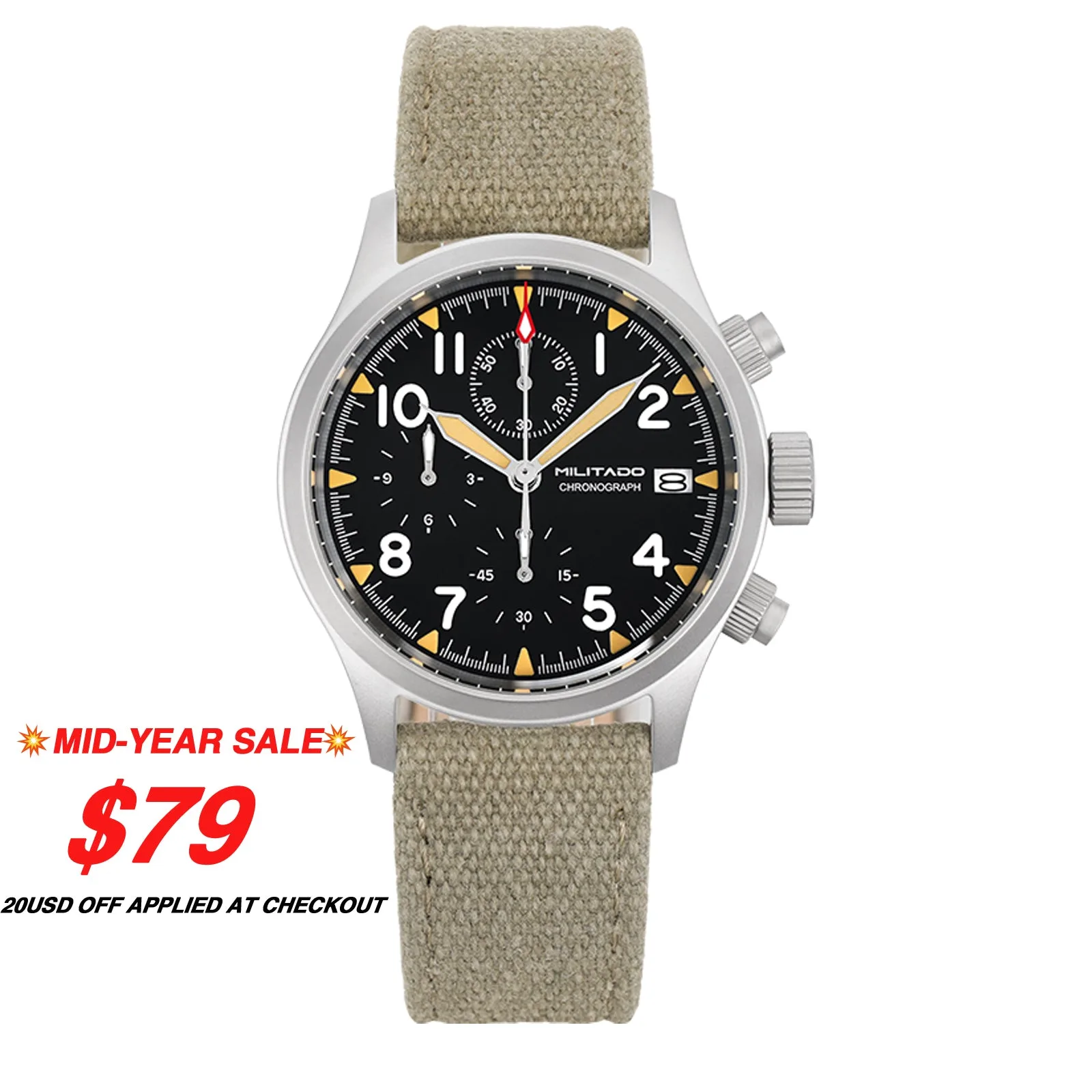 Militado ML1868 chronograph watch with multi-register dial