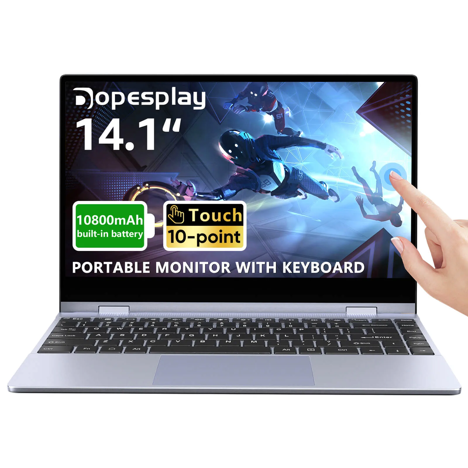 Dopesplay lapdock touchscreen connected to a Samsung phone running DeX desktop mode