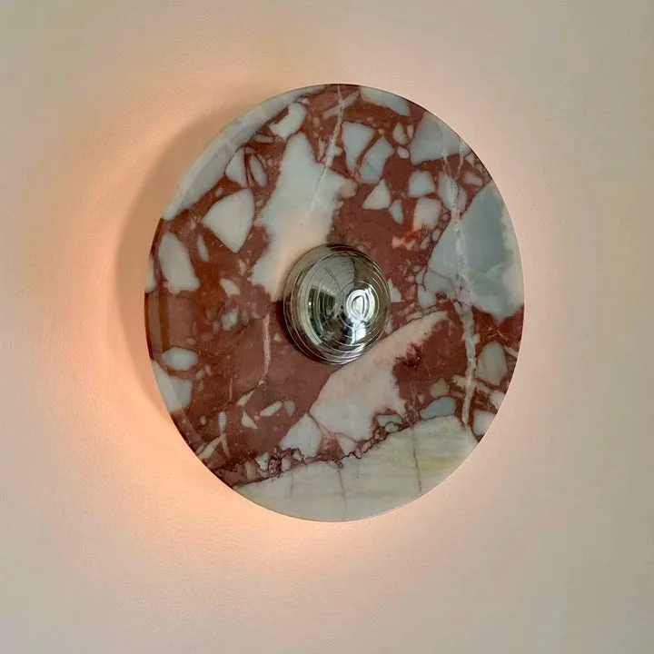 Hugbel Lyra Nordic Marble Wall Light with warm 3000K glow in a Japandi-style bedroom
