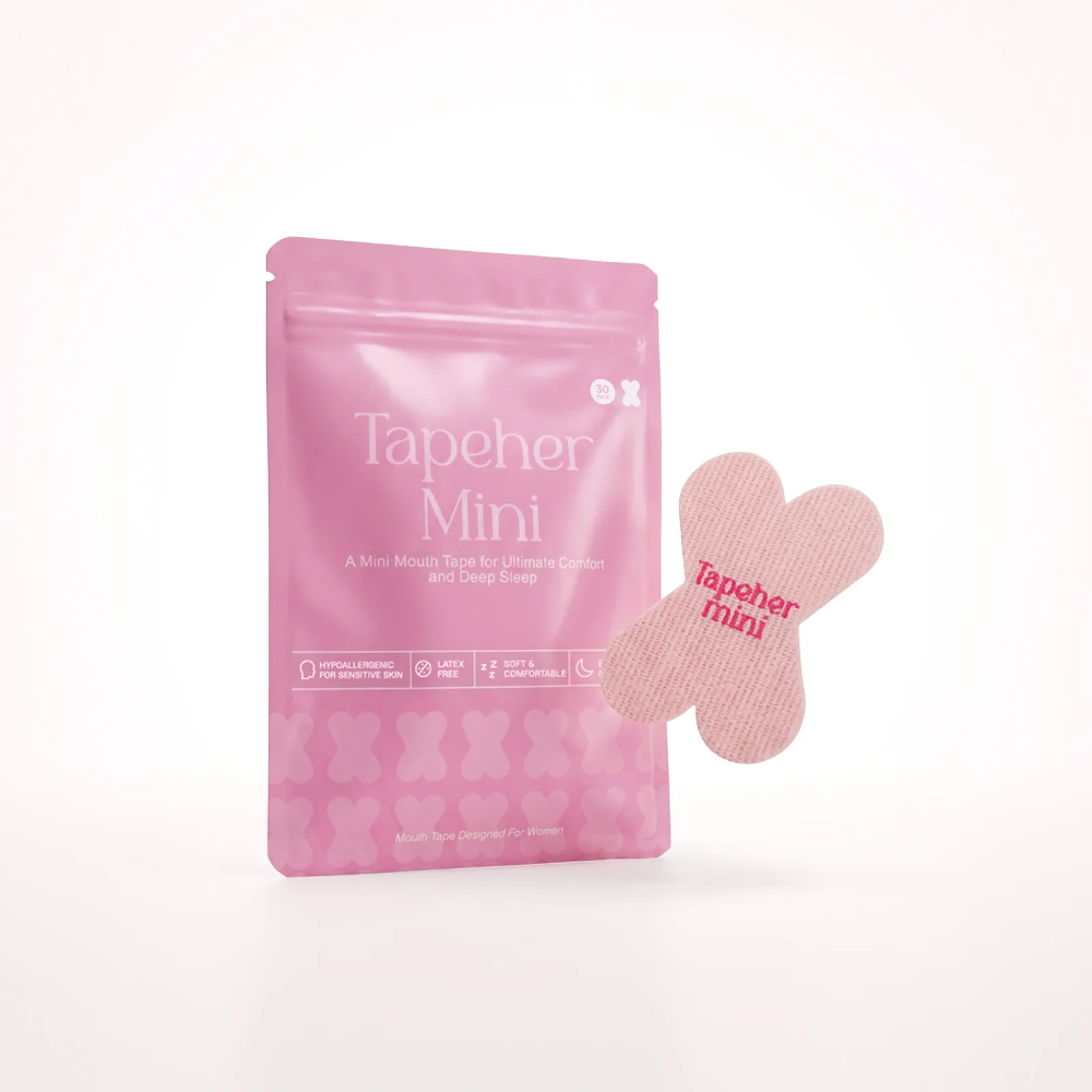 Tapeher Mini mouth tape packaging shown for reduced-coverage comparison