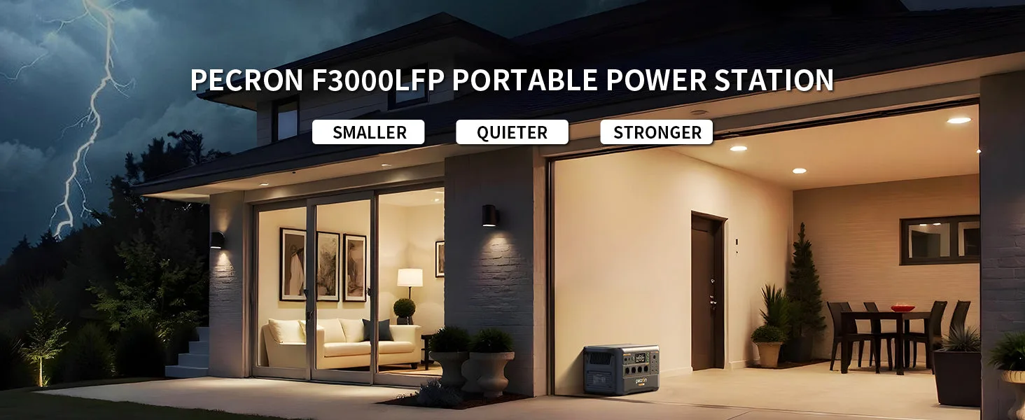 Pecron F3000LFP power station with four AC outlets and USB-C PD port