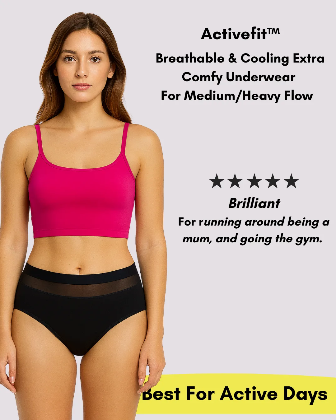 Flowette Active Fit review — front view of the gym period underwear