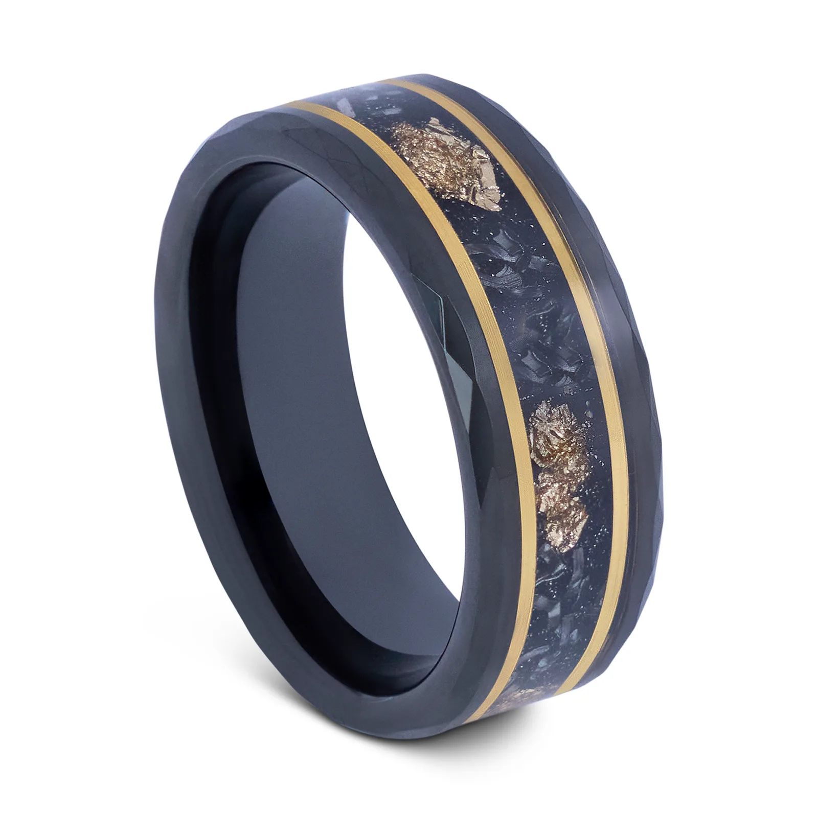 Alpine Rings The Eclipse black tungsten ring with meteorite inlay