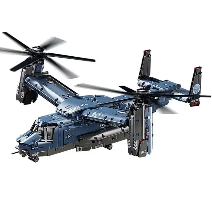 Power Brickz MV-22 Osprey aircraft building block model assembled on display