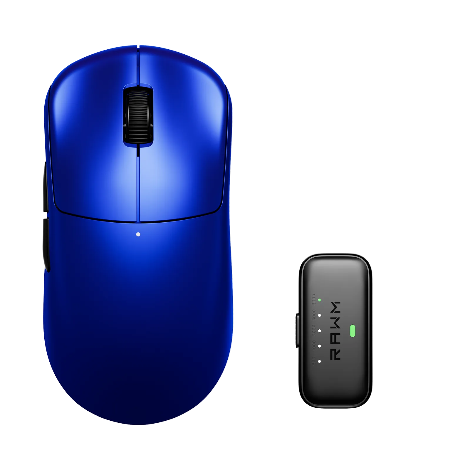 RAWM Gaming Leviathan V4 wireless gaming mouse, front and side product shot