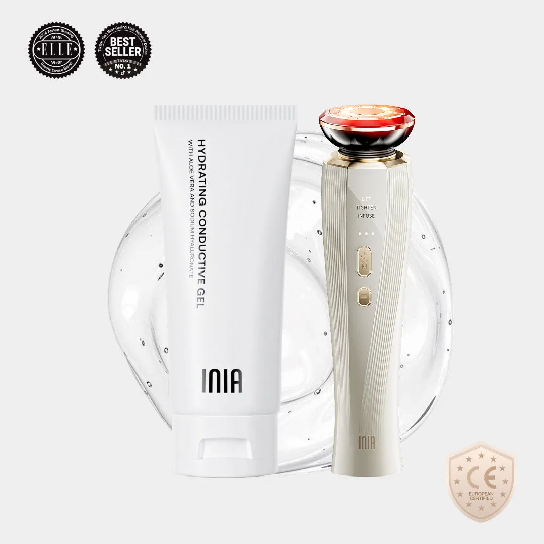 INIA FLARE microcurrent facial device in White colourway