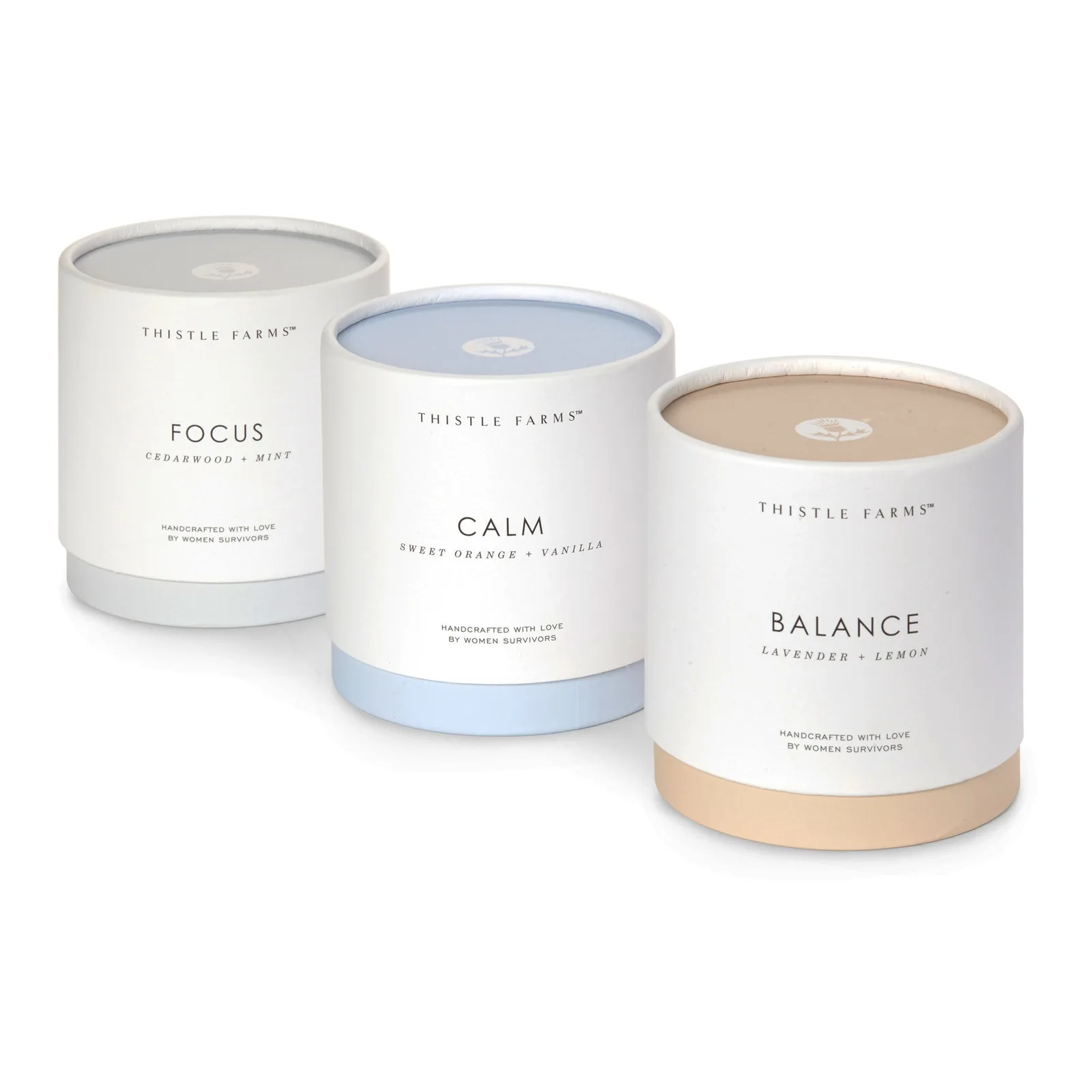 Thistle Farms Healing Collection three candles grouped together for this Thistle Farms review