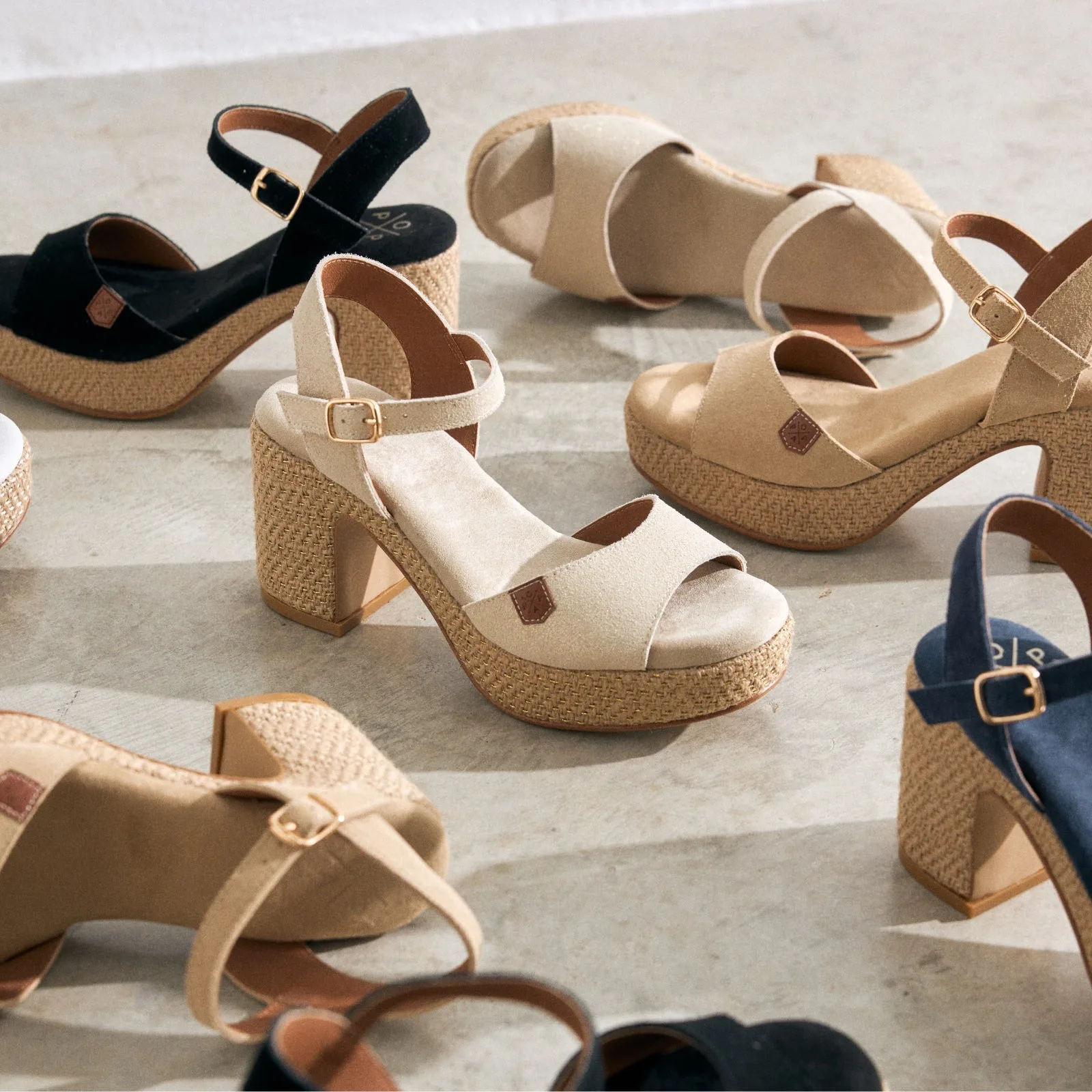 POPA shoes raffia espadrilles and wedge sandals lineup