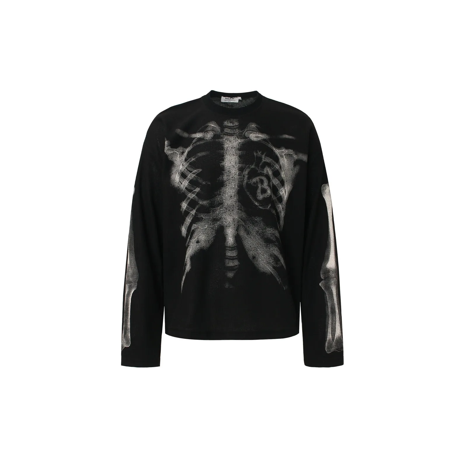 Slick Street review: X-Ray Waffle Knit Long Sleeve in black waffle-knit cotton with graphic print