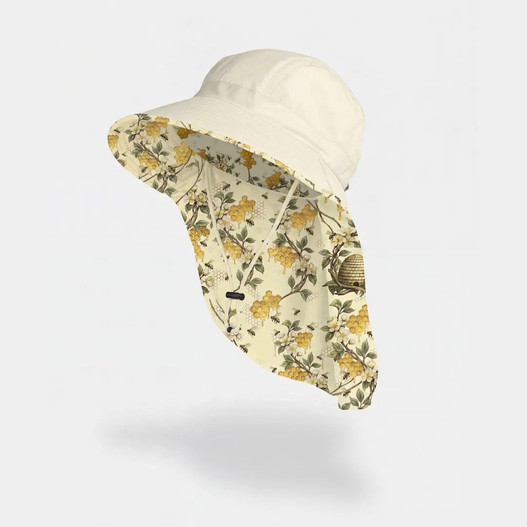 Farmers Defense wide-brim sun hat product pack shot for UV head and neck protection