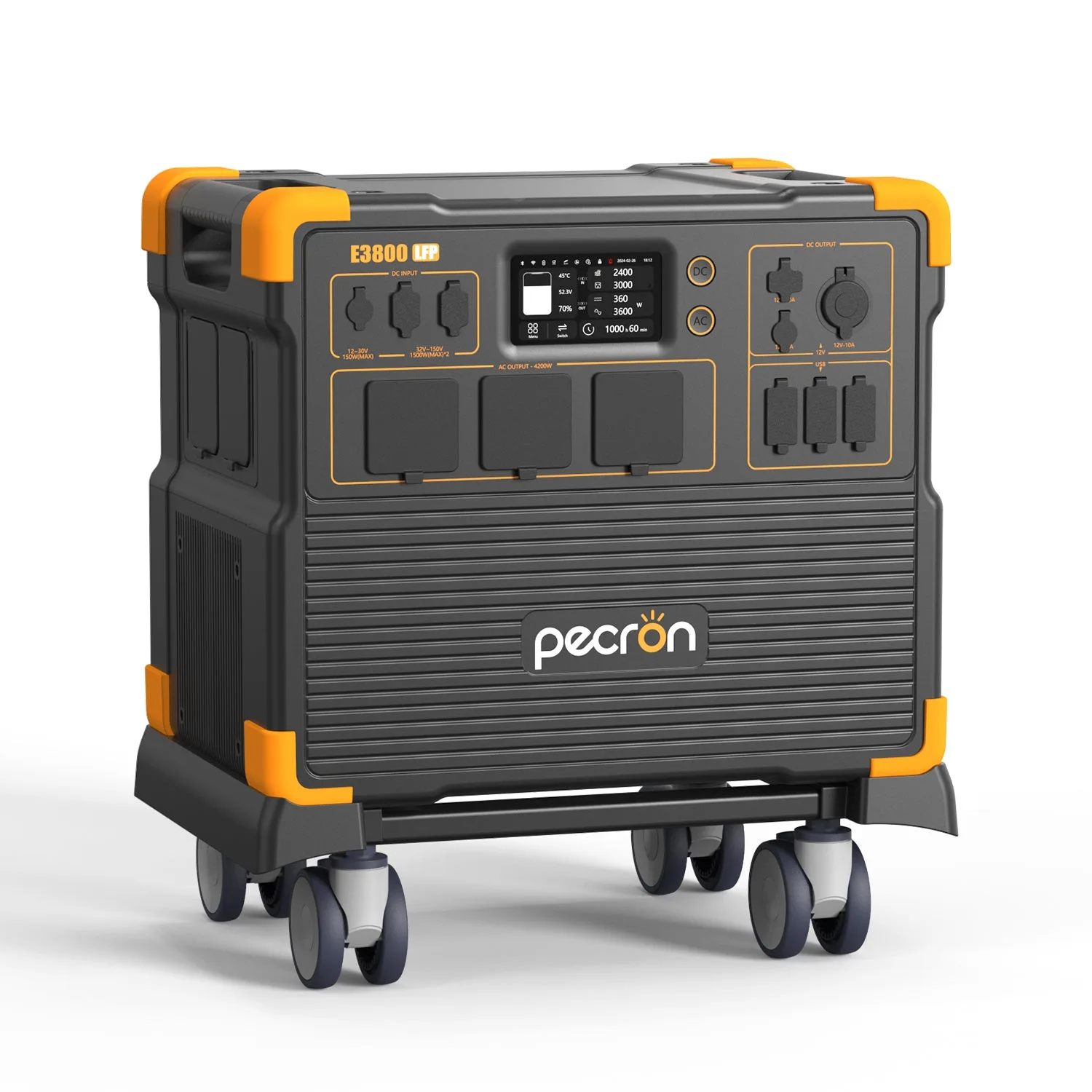 Pecron portable power station E3800LFP flagship unit with digital display and three AC outlets