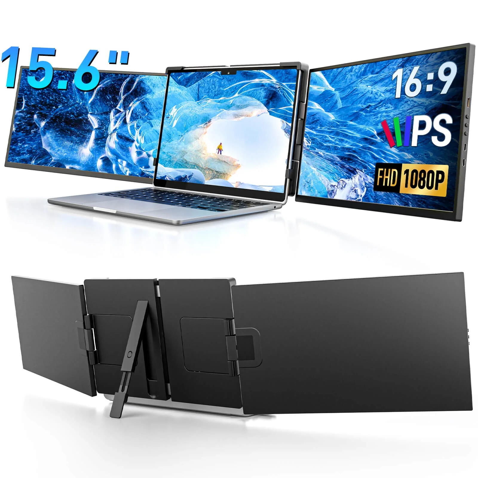 Dopesplay DR148 14.1 inch touchscreen lapdock closed and open views