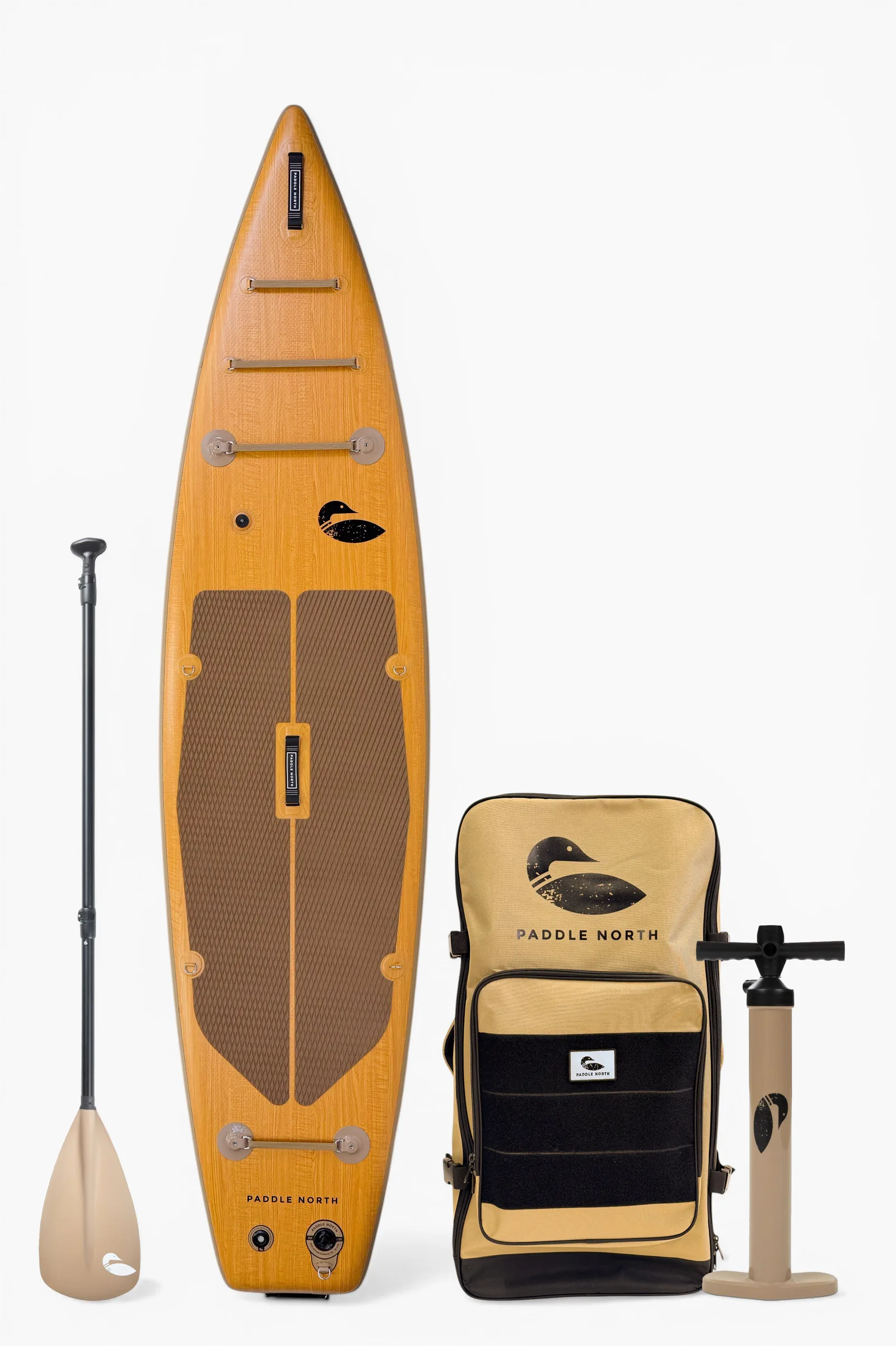 Paddle North Portager inflatable SUP on calm lake water